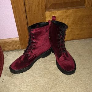 Velvet combat boots